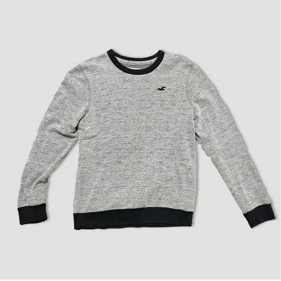 Hollister Men's Crewneck Sweatshirt - Grey & Black - Picture 1 of 3